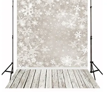 

Snow Wood Floor White Snowflake Backgrounds Vinyl cloth High quality Computer printed Wooden backdrop