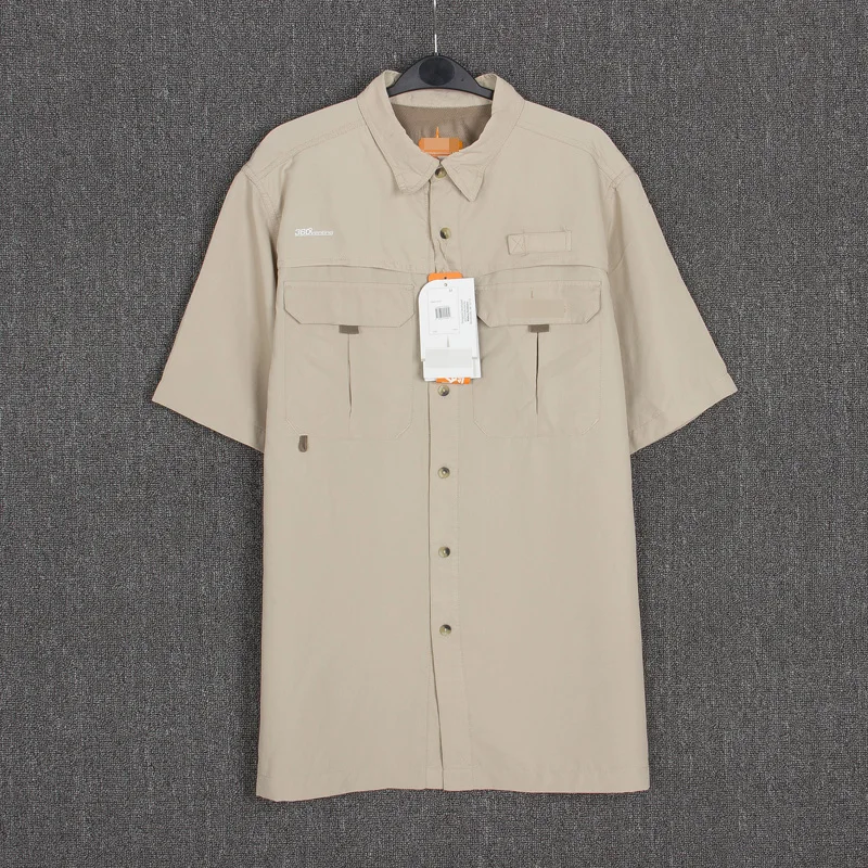 Летние мужские рубашки для рыбалки с коротким рукавом, мужские быстросохнущие рубашки для туризма UPF40+ УФ дышащая рубашка, большие размеры США