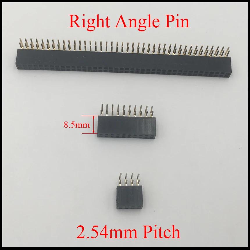 

2*2 2x2 2*3 2x3 2*4 2x4 Pin 4P 6P 8P 2.54mm Pitch Space 8.5mm Height Female Connector Double Row Right Angle Pin Header Strip