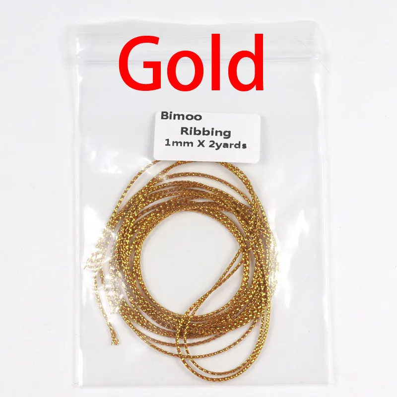 Bimoo 2 ярдов/Упаковка 1 мм мухобойка рибберинг Nymph стример материал тела УФ жемчуг мигалка веревка - Цвет: Gold