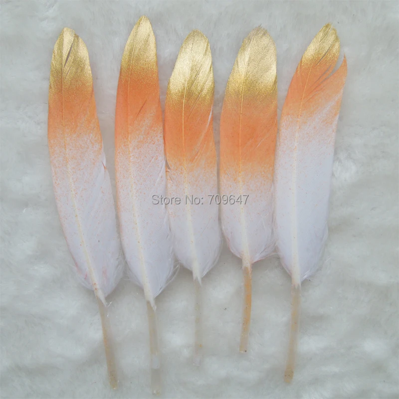 50pcs/lot!Gold Dipped Feather 9 15cm Feathers Hair Feathers Craft