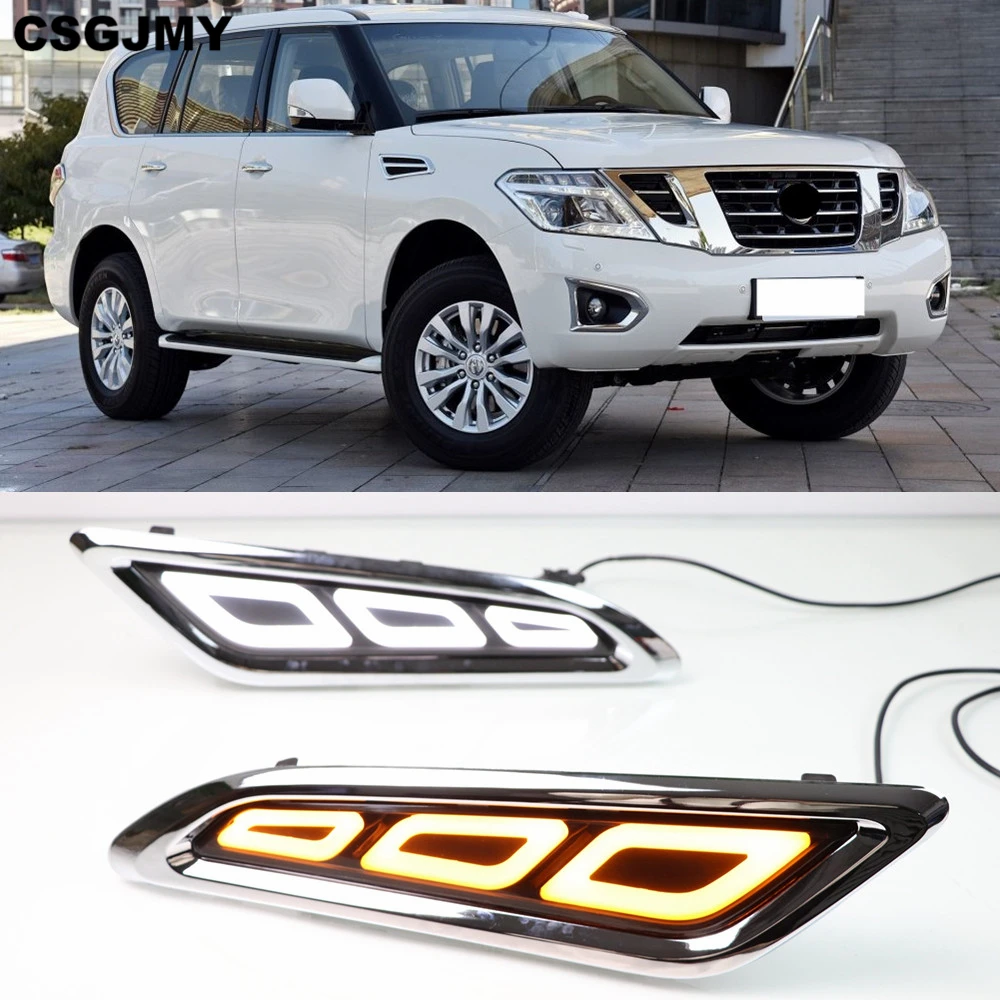 CSGJMY для Nissan Patrol светодиодный боковые световые огни Дневные ходовые огни с желтой поворотной сигнальной лампой водонепроницаемый