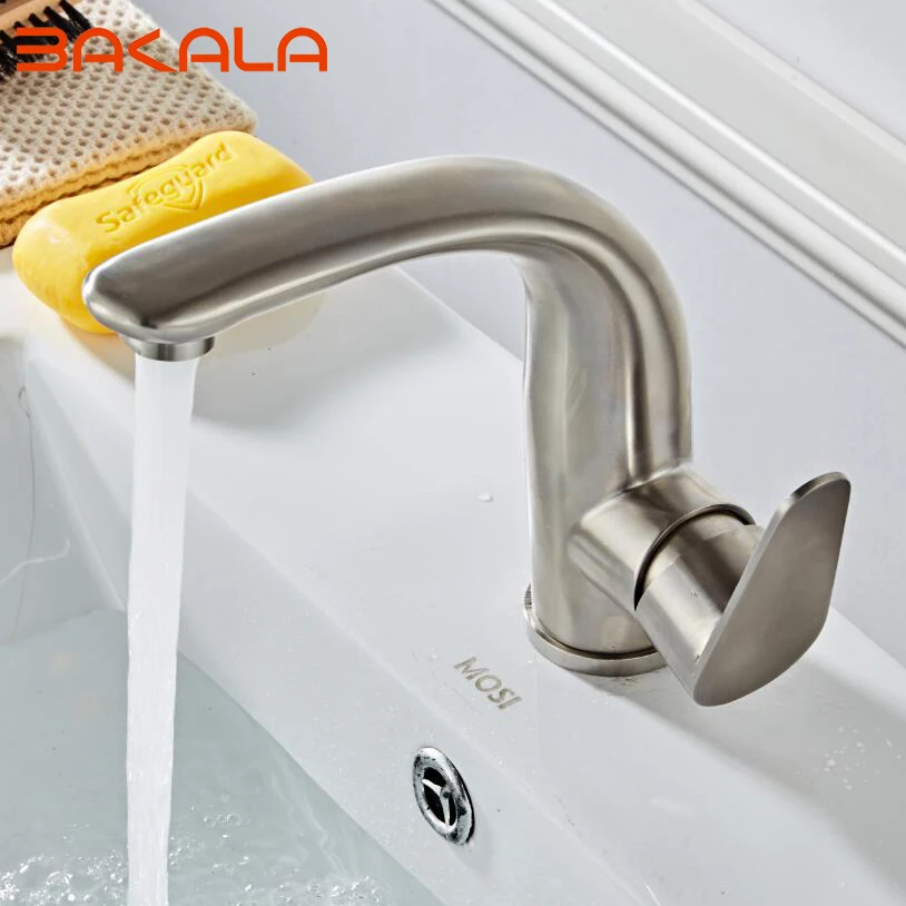 BAKALA Mixer White Faucets Home Bathroom Faucet Basin Tap Cold-Hot Water Taps Stainless Steel Plating Robinet Torneiras | Обустройство