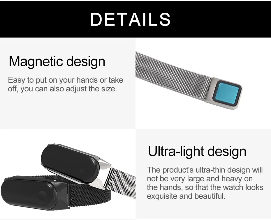 For Xiaomi Mi Band 3 Strap Smart Bracelet Metal Magnetic Strap Mi Band 3 Stainless Steel Replace Wrist Strap MiBand 3 Accessory  (4)