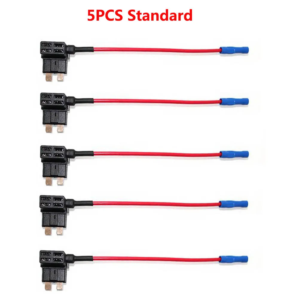 5 pcs Add Circuit Low Profile Mini Fuse Holder OFC Copper Piggyback Tap inline