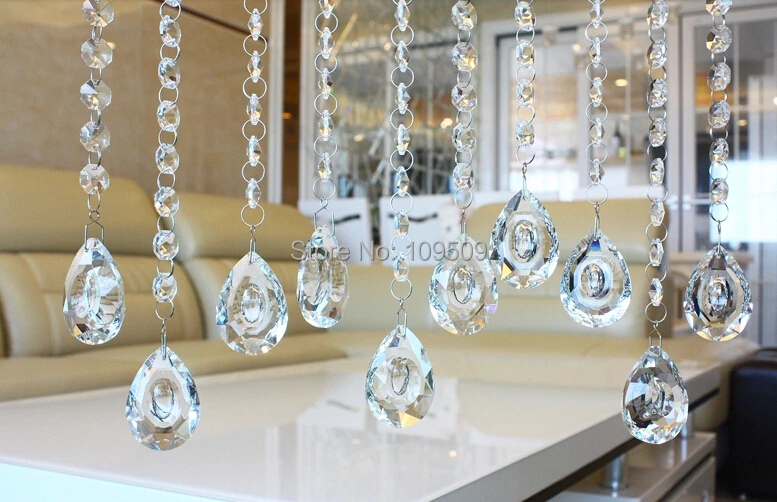 

100 Meters Diamond Hanging Crystal Garland Wedding Strand octagon beads chain of GLASS CRYSTAL GARLAND