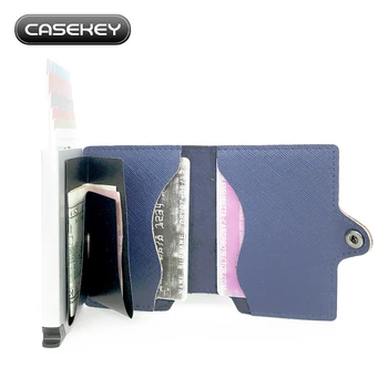 

RFID Travel Wallet Credit Card Holder for Bank ID Card Case Metal Wallet Clasps for Business Women Ultra Thin Leather Purse