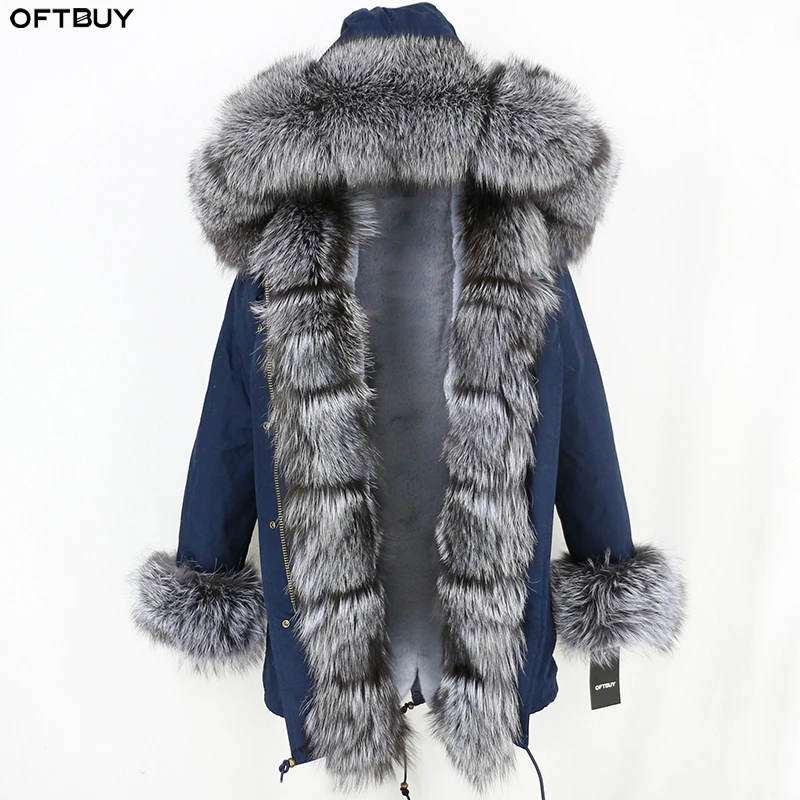 Женская парка на натуральном меху OFTBUY длинная теплая уличная куртка со съемным