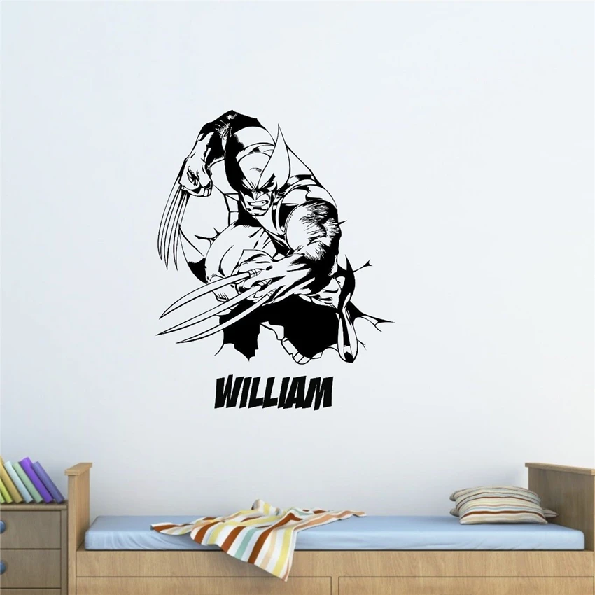 

Personalized Name Wolverine vinyl wall art decal detachable wall stickers home decoration Nursery Kids Room Wall Sticker J416