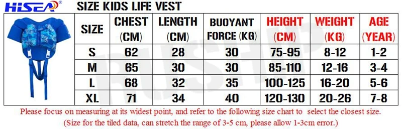 Hisea Профессиональный Детей приподнятом хлопок Портативный детский спасательный Куртки воды плавающие серфинг подводное плавание детские