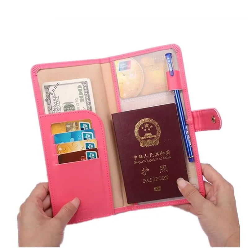 Fengdong ПУ кожа Обложка для паспорта девушек милый длинный тонкий кошелек id