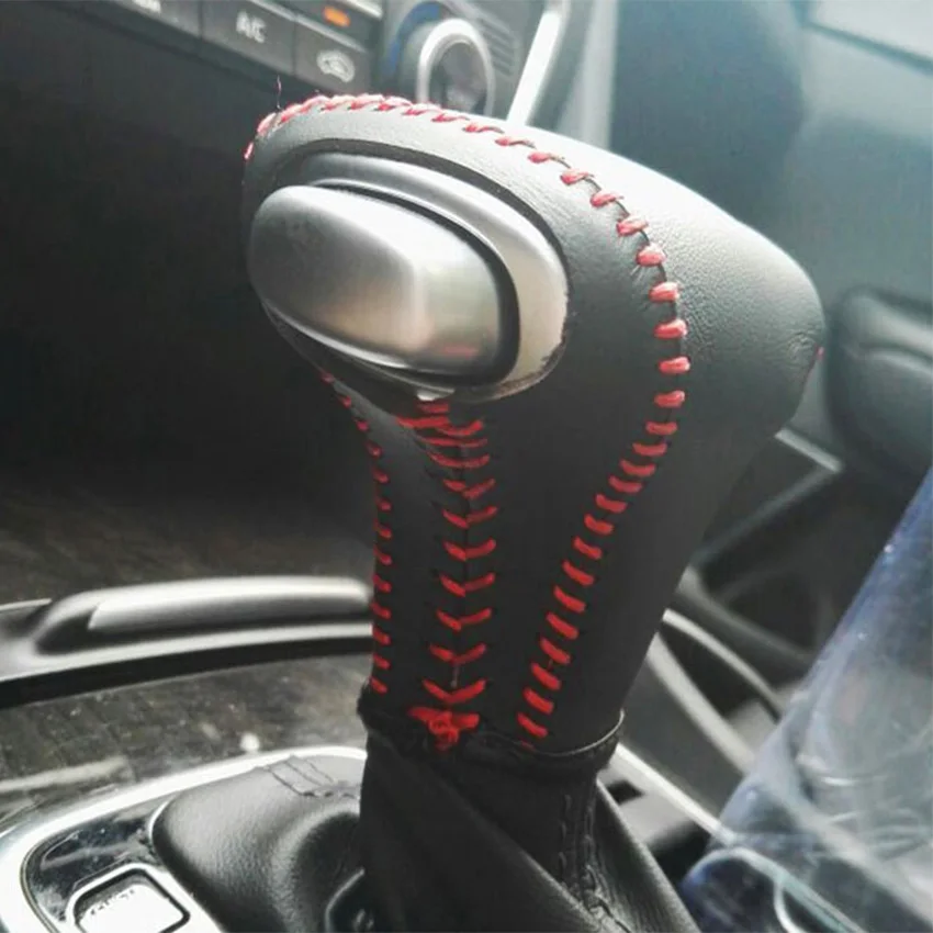 

YAQUICKA Leather Car Interior A/T Gear Shift Knob Head Cover Collars For KIA K5 2016 K2 2017 KX5 2016 KX7 2017 KX CROSS 2017