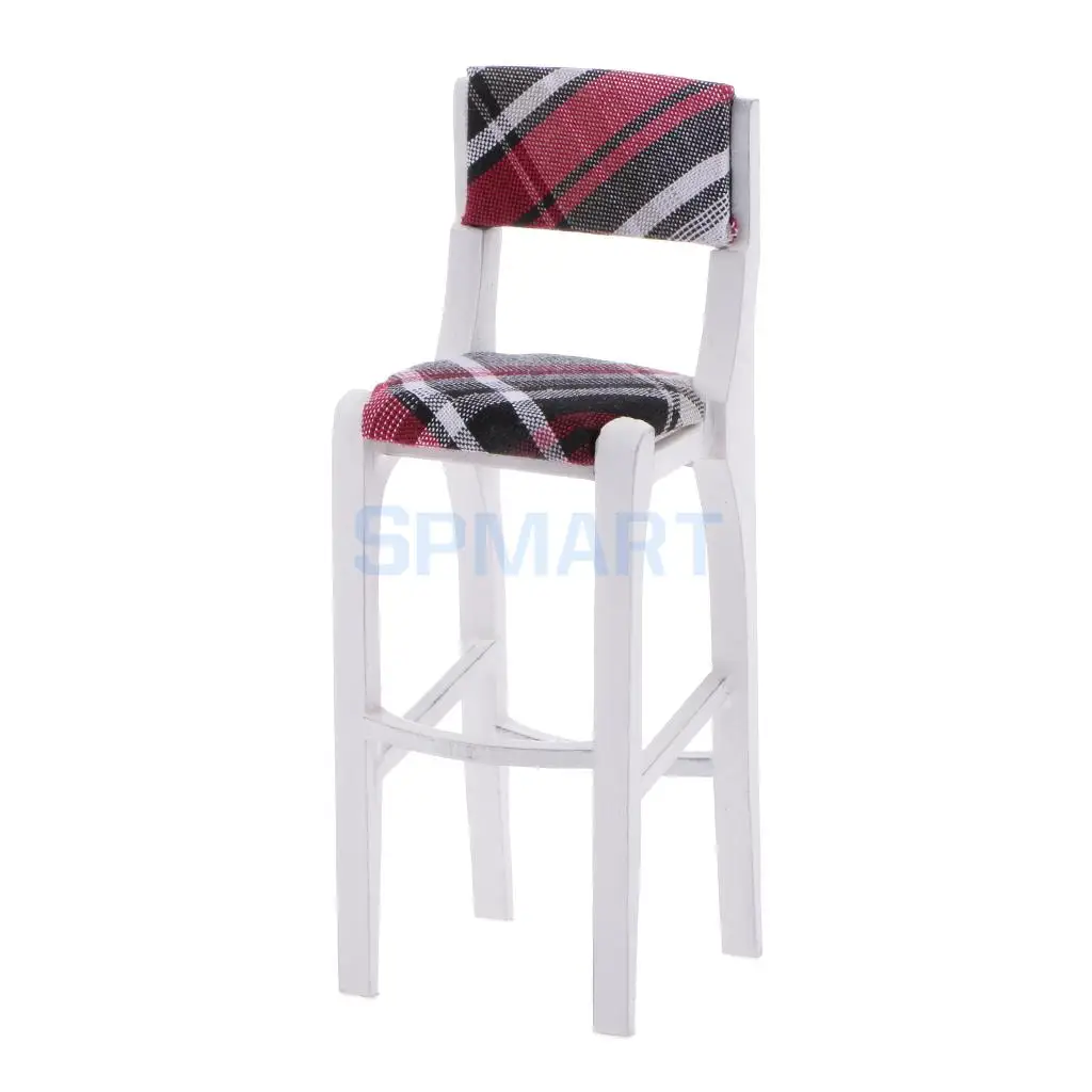 Dollhouse Miniature Furniture White Wooden Bar Stool Breakfast