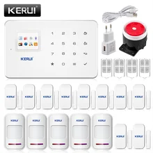 Kerui беспроводная gsm сигнализация домашней безопасности системы ios/android app дистанционного управления alarmas касас с беспроводной дверные датчики детектора