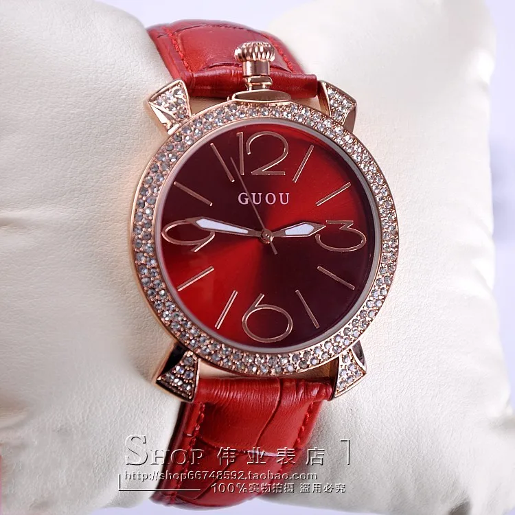 Фиолетовый цвета розового золота Женская Роскошная брендовая Полный Стразы Часы женские Натуральная кожа ремешок Кварцевые часы для женщин известный наручные часы