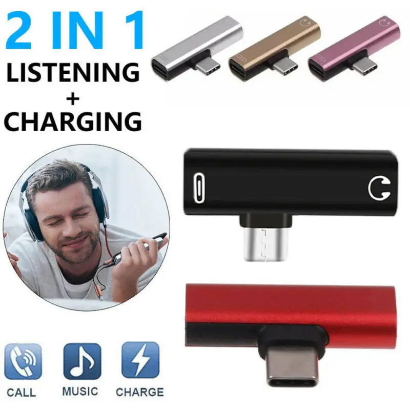 

Type-C to 3.5mm Jack Audio Headphone USB-C Charging Adapter Splitter Cable