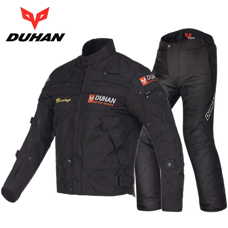 Мужской костюм для мотокросса, куртка для мужчин и брюки для мотороллера, защитное снаряжение, броня для мотоцикла, катания на лыжах, куртки для катания на коньках - Цвет: black