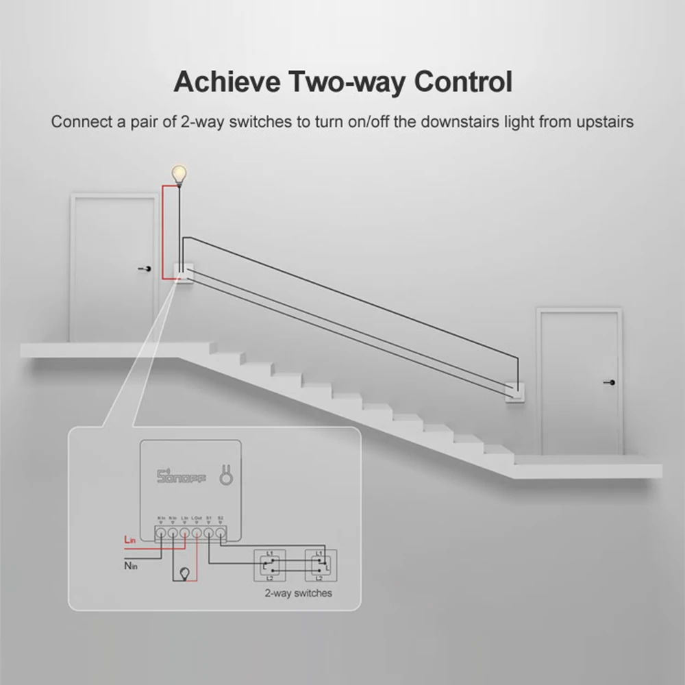 SONOFF Мини DIY двусторонний умный переключатель маленький корпус пульт дистанционного управления WiFi переключатель поддержка внешний переключатель для Alexa Google Home IFTTT