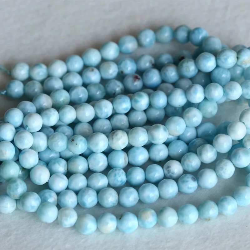 

Natural Genuine Blue Larimar Round Loose Stone Beads 3-18mm Fit Jewelry DIY Necklaces or Bracelets 15" 04135