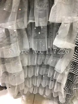 

5yards JRB-12916 luxury embroidery best quality african newest tulle mesh lace with five stars for sawing dress