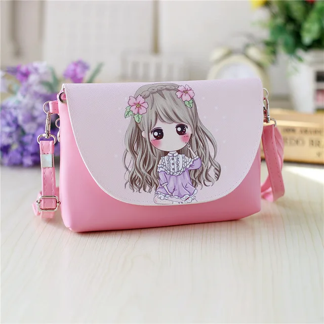 PU leather cartoon princess coin purse wallet kids mini crossbody money pouch bag bolso mujer bolsa carteira feminina for girls