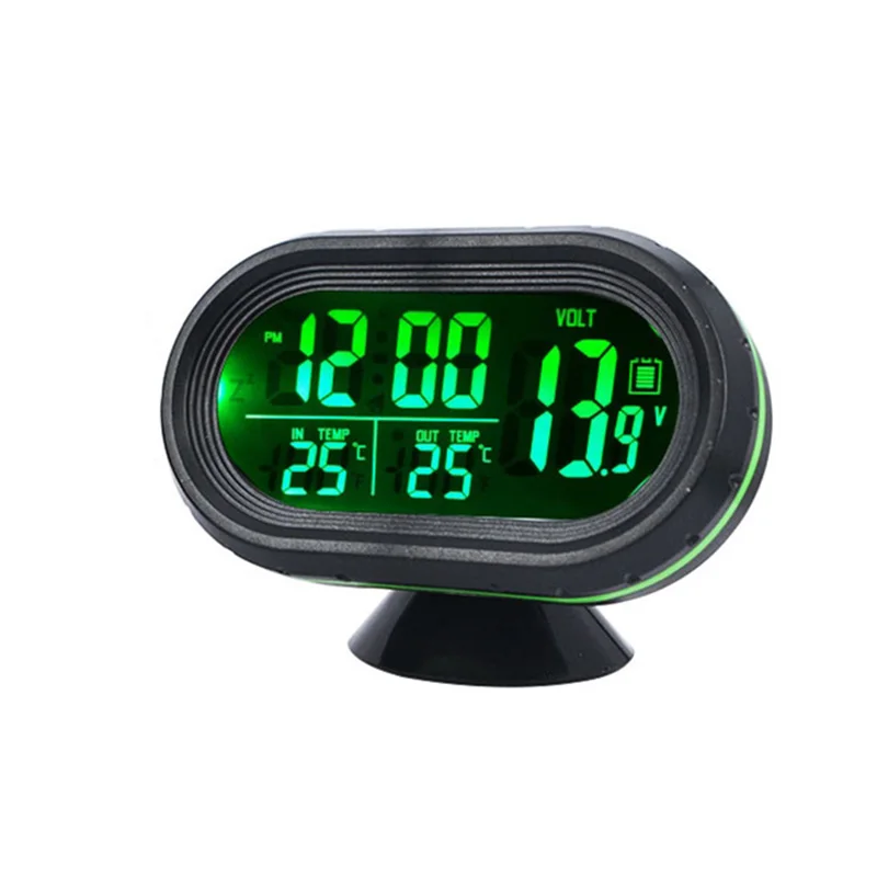 

Automobile Clock Digital Thermometer Car Battery Voltage Meter Tester Monitor 12/24V Clock NR-shipping