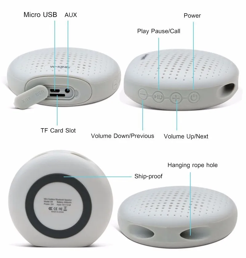 Чирок W-KING S4 Водонепроницаемый Bluetooth Динамик открытый Беспроводной музыкальная резонаторная коробка Беспроводной громкоговор с TF/FM/AUX для ванной динамик для велосипеда