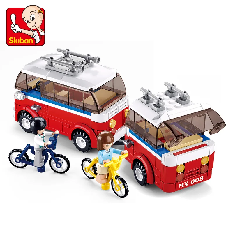 

324Pcs Sluban 0566 Motorhomes SimCity My Building Blocks Bricks Toys Forge Mini World minis Kids Toys Free Shipping