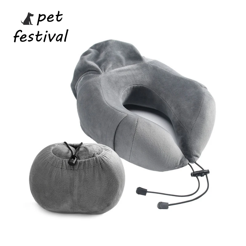 

Pet Festival Memory Pillow Cushion Inflatable Neck Polyester Breathable Memory Foam Removable for Office Travel Airplane Car