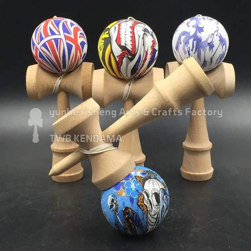 TWB розничная Горячая kendama огонь и шар Череп краска с бревенчатой ручкой costomize