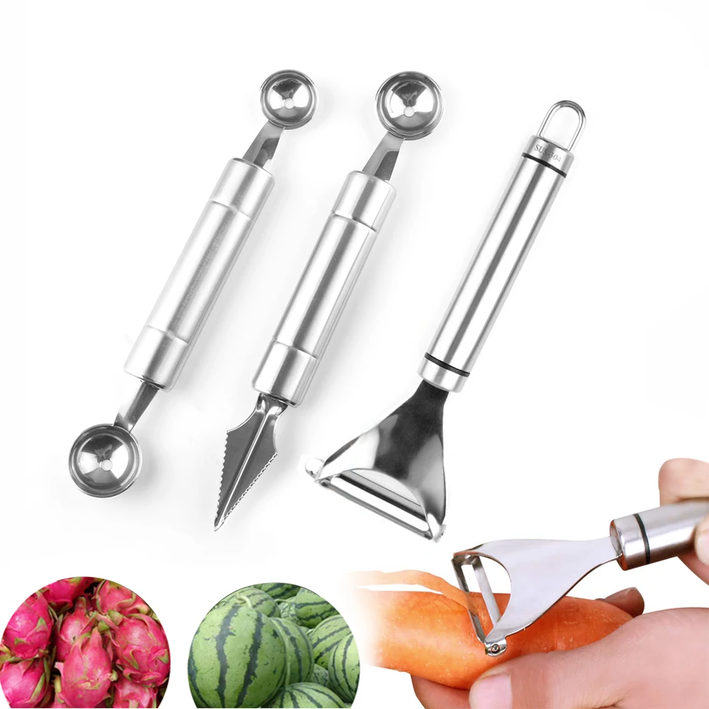 Fruits Dig Cuke Vegetables Peeler Stainless Kitchen Tools Scraper+Scoop