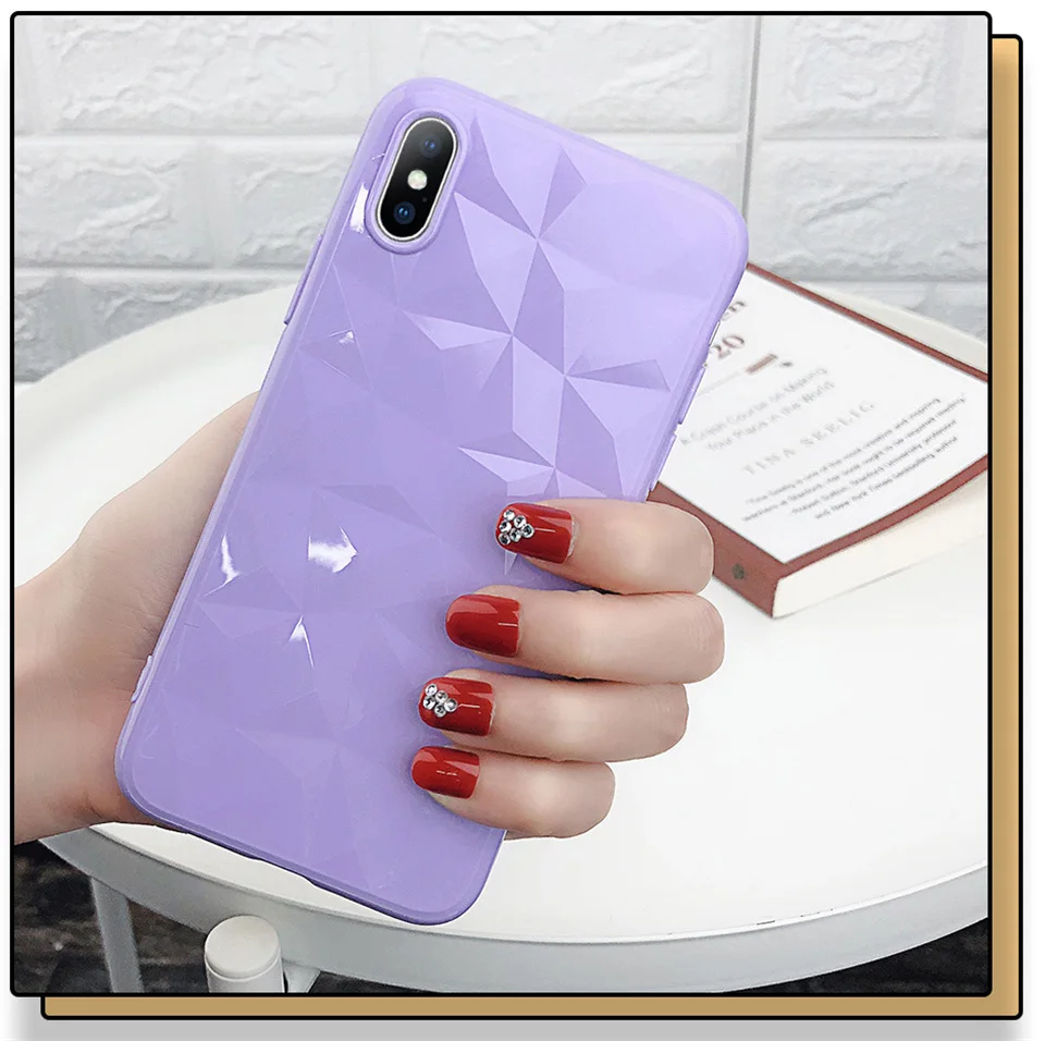 Lovebay чехол для телефона для iPhone 6 6s 7 8 Plus X XR XS Max модные яркие цвета 3D Алмазная текстура мягкий ТПУ чехол для телефона