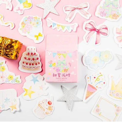 

45pcs/set Kawaii Party series Washi Sticker DIY Decorative stationery Stickers Diary photo supplies Gift supplies (tt-3080)