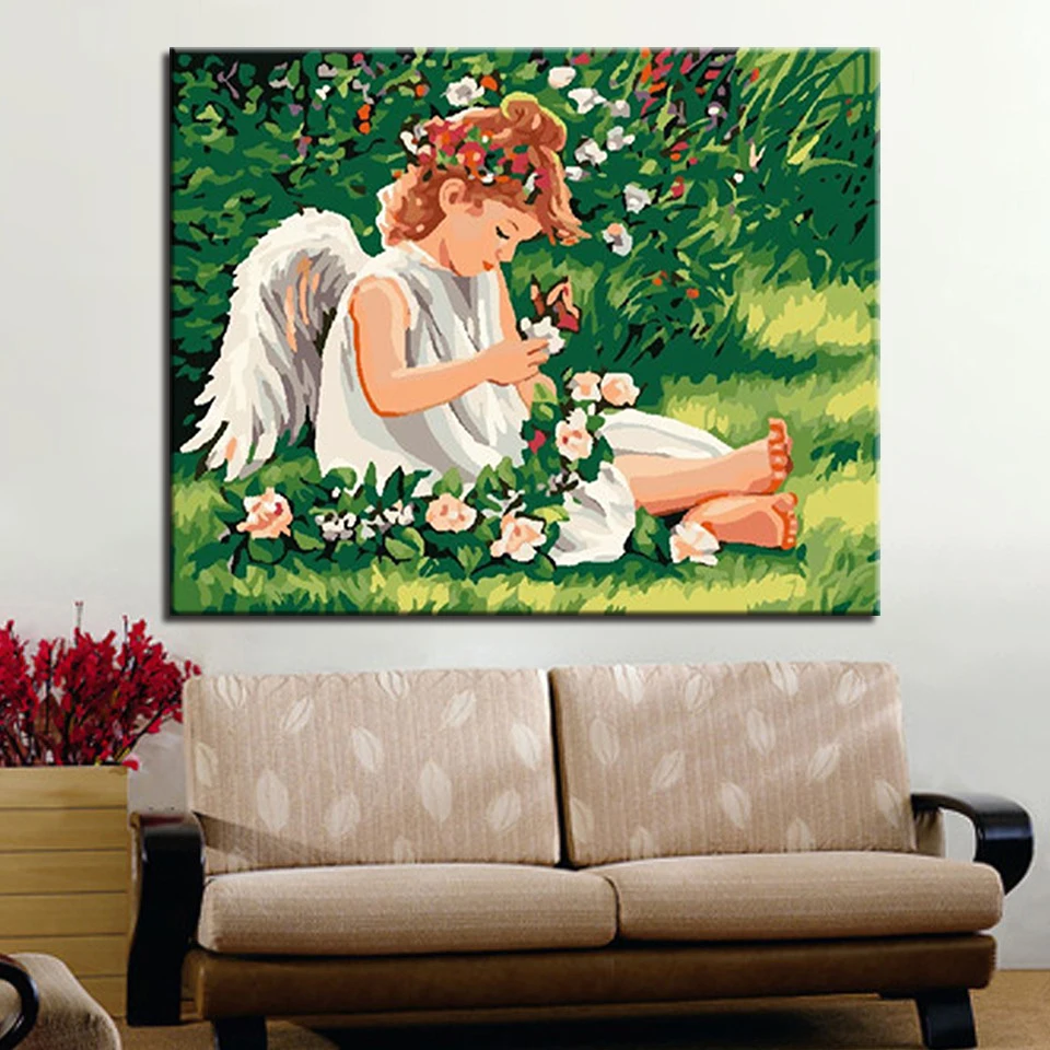 Angel Canvas Wall Decor - Angel And Demon Love - Abstract 5 Panel