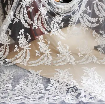 

1 Meter European Style French Lace Fabric African Tulle Off White Laces Fabrics 2017 Fashionable Nigerian Lace Fabrics
