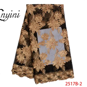 

Latest Free Shipping Gold Lace Embroidered Tulle Lace Fabric With Cheap Price African Net Lace Fabric For Wedding Dress L2517B-1