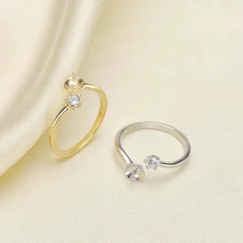 

Ring Mount Pearl Accessories Adjustable Size 925 Sterling Silver Ring Jewelry DIY No Pearl