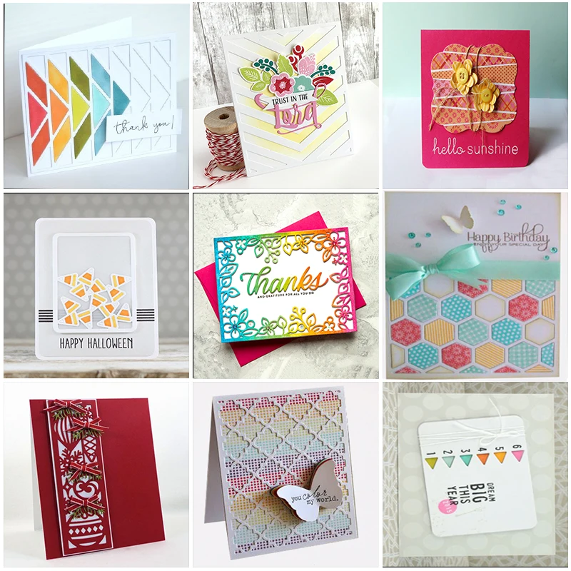 

JC Metal Cutting Dies for Scrapbooking Background Frame Set DIY Album Embossing Folder Stencils Photo Cards Make Template Decor