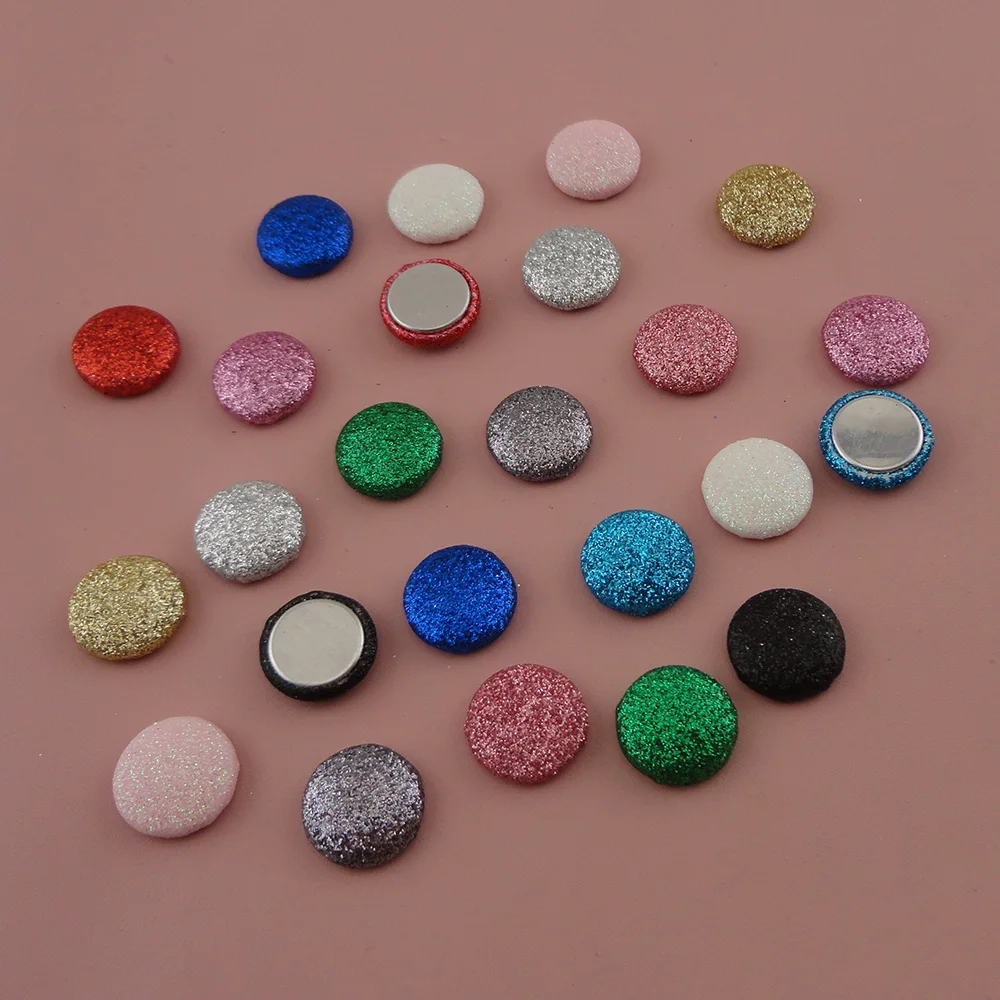 

50PCS 17mm 2/3" Assorted Colors Glitter Covered Round Button Beads with flat back as jewelry ornament Bling Bling,wholesale