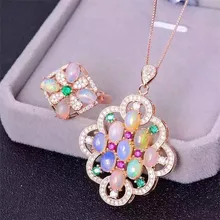 S925 серебро кулон инкрустированные драгоценными опал кольцо девять Семь Огонь костюм девять