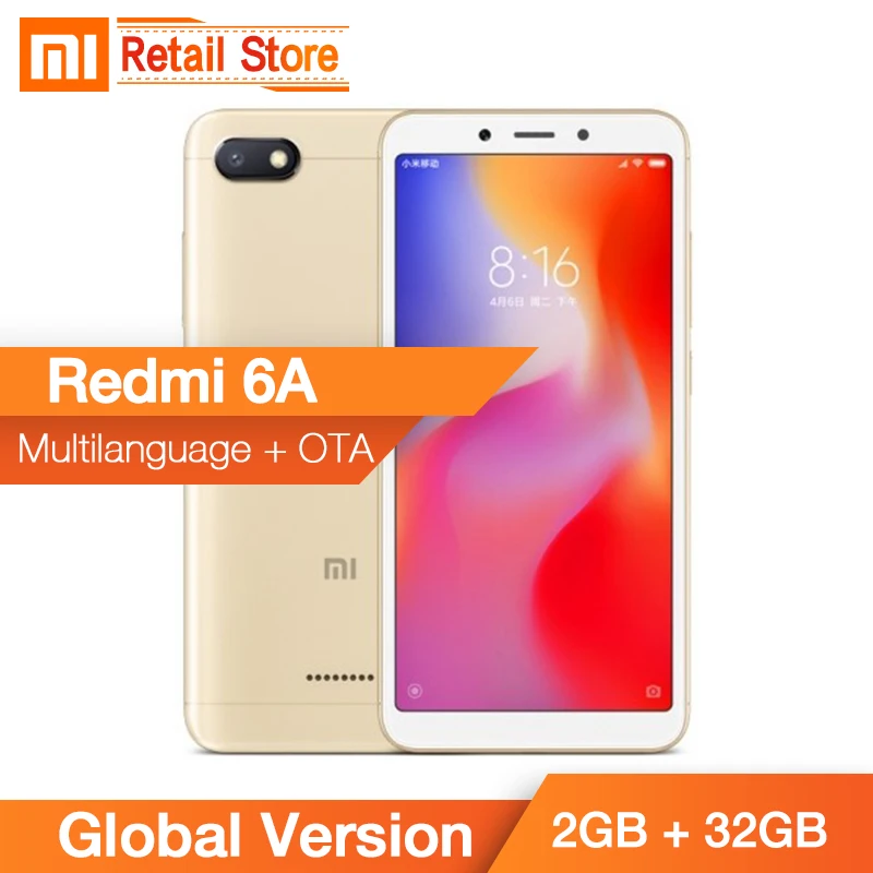 Глобальная версия Xiaomi Redmi 6A 2 Гб оперативной памяти 32 встроенной процессор Helio A22 4