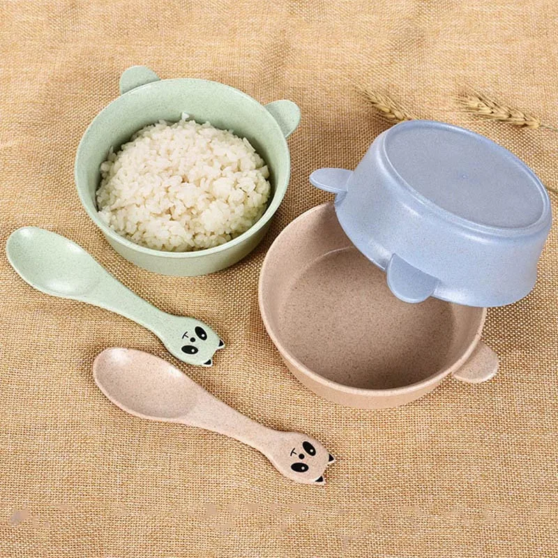 2 Pcs/Set Baby Feeding Food Tableware Panda Wheat Kid Dishes Eco-Friendly Children Training Dinnerware Plate Bowl Spoon BB5088 2 Pcs/Set Baby Feeding Food Tableware Panda Wheat Kid Dishes Eco-Friendly Children Training Dinnerware Plate Bowl Spoon BB5088