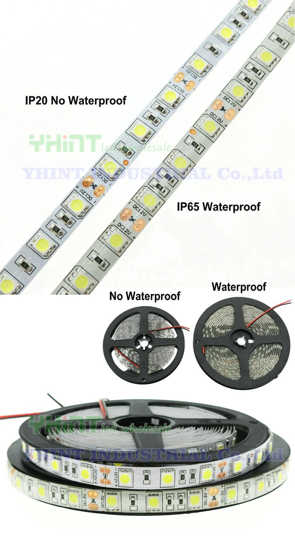 1 комплект 5 метров DC12V 5A SMD5050 IP65/IP20 Водонепроницаемый красный, синий, зеленый, желтый, белый, теплые белые одноцветные 60 LED/м Светодиодная