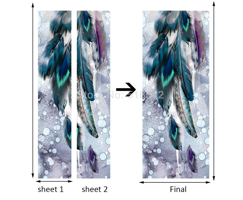 3D Двери обои абстрактные акварельные перья креативное искусство Фреска де Parede Мода Гостиная Спальня дверь наклейка домашний декор