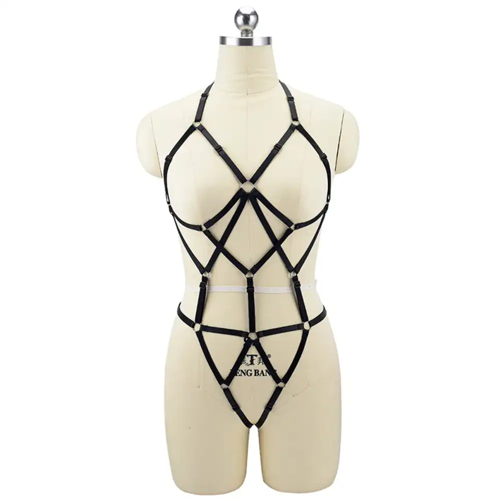 women 90s punk gothic adjustable strappy tops cage