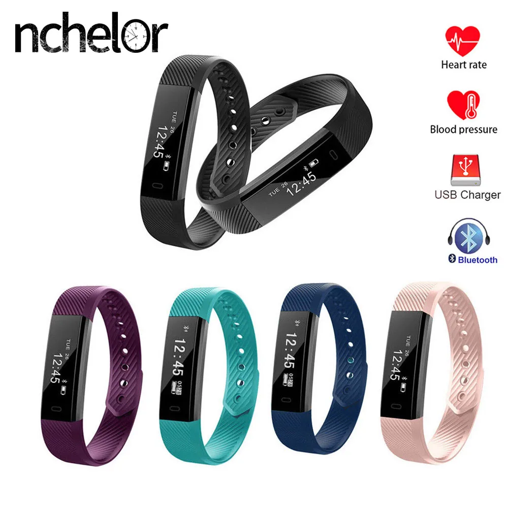 NEW Smart Wristband ID115HR Heart Rate Watch Women Men Fitness Tracker Call Message Reminder Waterproof Bracelet for Android IOS