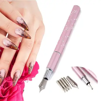 Online Nail Art Zeichnung Stift Mit Metallic Kopf 5 Punktierung Spitze Für Salon Maniküre DIY 2U1020
