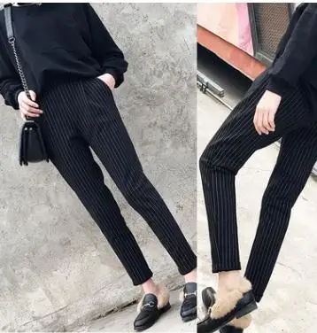 High Waist Elastic 9/10 Length Maternity Pants 2018 Spring New Vertical Stripes Pregnancy Trousers for Pregnant Women SCH-S399