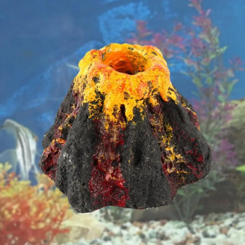 Fish Tank Decoration Aquarium Volcano Shape & Air Bubble Stone Oxygen Pump Fish Tank Ornament Decor Pet landscaping in fish tank (4)