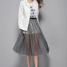 Женский весенне-осенний комплект из трех предметов: сетчатая юбка в горошек+ Блейзер, новинка, Модный высококачественный дизайнерский костюм